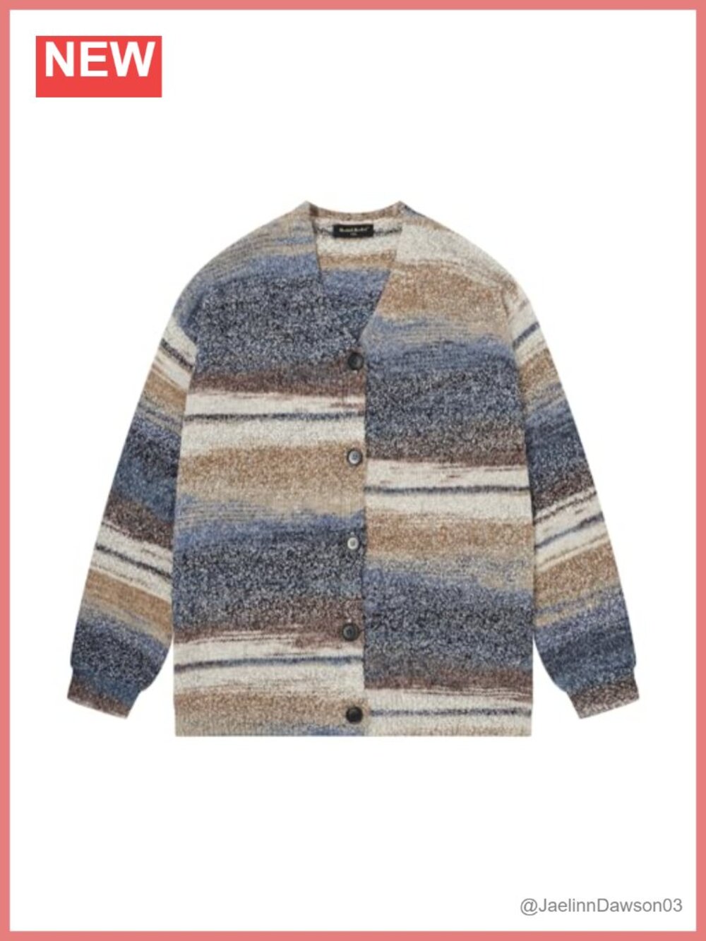 Wool Blend Button-Front Knit Cardigan Loose Fit Long Sleeve V-Neck
